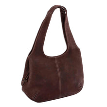 Load image into Gallery viewer, Coffee Brown Leather Hobo Bag from Mexico - Urban Coffee | NOVICA
