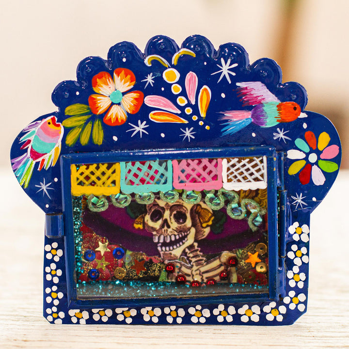 Hand Painted Catrina Metal Wall Art - Showy Catrina | NOVICA