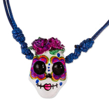Load image into Gallery viewer, Hand Painted Catrina Necklace - Pretty Calavera | NOVICA
