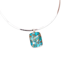 Load image into Gallery viewer, Silver Choker Collar Necklace with Composite Turquoise - Serene Caribbean | NOVICA
