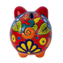 Load image into Gallery viewer, Hand Painted Talavera Style Decorative Accent - Flower Piggy | NOVICA
