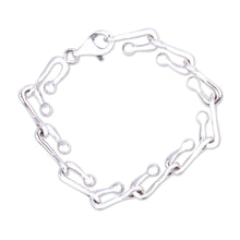 Load image into Gallery viewer, Taxco Silver Hook Chain Link Bracelet from Mexico - Silver Harmony | NOVICA

