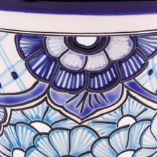 Load image into Gallery viewer, Hand Crafted Talavera-Style Flower Pot - Mexican Garden in Blue | NOVICA
