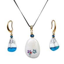 Load image into Gallery viewer, Marble Jewelry Set with Tree of Life Motif - Tree of Life in Blue | NOVICA
