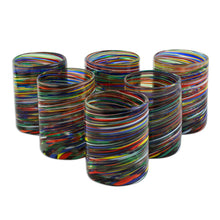 Load image into Gallery viewer, Multicolored Swirl Rocks Glasses from Mexico (Set of 6) - Spiral Crayons | NOVICA

