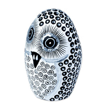Load image into Gallery viewer, Signed Black and White Owl Alebrije Figure from Oaxaca - Oviform Owl in Black and White | NOVICA
