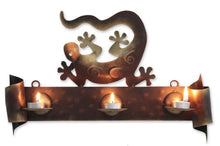 Load image into Gallery viewer, Handcrafted  Steel Lizard Wall Sconce Candleholder - Happy Gecko | NOVICA
