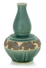 Load image into Gallery viewer, Celadon ceramic vase - Elephant Sky Heralds | NOVICA
