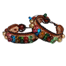 Load image into Gallery viewer, Beaded Wristband Bracelets (Pair) - Bold Brown Fortunes | NOVICA
