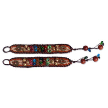 Load image into Gallery viewer, Beaded Wristband Bracelets (Pair) - Bold Brown Fortunes | NOVICA

