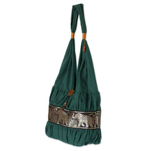 Load image into Gallery viewer, Elephant Embroidery Shoulder Bag - Emerald Thai | NOVICA
