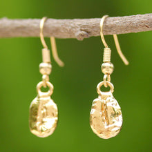 Load image into Gallery viewer, Unique Gold Plated Coffee Bean Dangle Earrings - Coffee Chic | NOVICA
