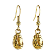 Load image into Gallery viewer, Unique Gold Plated Coffee Bean Dangle Earrings - Coffee Chic | NOVICA
