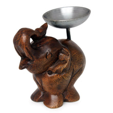 Load image into Gallery viewer, Fair Trade Mango Wood Candle Holder - Elephant of Old Siam | NOVICA
