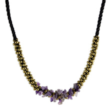 Load image into Gallery viewer, Artisan Crafted Brass Beaded Amethyst Necklace - Lilac Orchids | NOVICA
