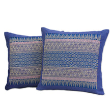 Load image into Gallery viewer, Cushion Covers from Thailand (Pair) - Thai Iris | NOVICA

