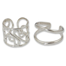 Load image into Gallery viewer, Sterling silver ear cuff earrings (Pair) - Sleek Filigree | NOVICA

