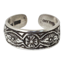 Load image into Gallery viewer, Floral Sterling Silver Toe Ring - Thai Flowers | NOVICA
