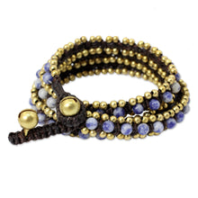 Load image into Gallery viewer, Hand Knotted Thai Sodalite Bracelet with Brass Beads - Happiness and Joy | NOVICA
