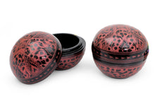 Load image into Gallery viewer, Handcrafted Lacquered Wood Round Decorative Boxes (Pair) - Pink Wildflowers | NOVICA
