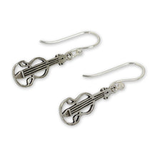 Load image into Gallery viewer, Music Theme Sterling Silver Earrings - Thai Violin | NOVICA
