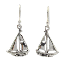 Load image into Gallery viewer, Sailboat Theme Sterling Silver Earrings - Mariner | NOVICA
