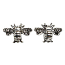 Load image into Gallery viewer, Honeybee Sterling Silver Stud Earrings - Happy Honeybee | NOVICA
