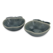 Load image into Gallery viewer, Blue Celadon Condiment Dish Pair from Thailand - Blue Apple | NOVICA
