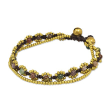 Load image into Gallery viewer, Hand Knotted Jasper Beaded Bracelet with Brass Bell - Festive Day | NOVICA
