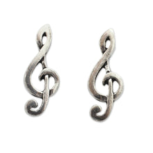 Load image into Gallery viewer, Musical Sol Key Note G Clef Earrings in 925 Sterling Silver - Sol Key | NOVICA
