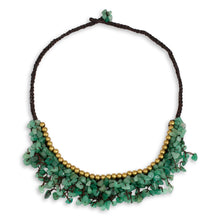 Load image into Gallery viewer, Beaded Cord Necklace with Green Aventurine and Brass - Garden Party | NOVICA
