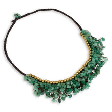 Load image into Gallery viewer, Beaded Cord Necklace with Green Aventurine and Brass - Garden Party | NOVICA
