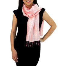 Load image into Gallery viewer, Peach Color Woven Floral Scarf from Thailand - Peach Bouquet | NOVICA
