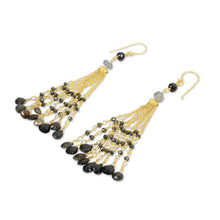 Load image into Gallery viewer, Gold Plated Earrings with Labradorite Tourmaline and Spinel - Elysian Cascade | NOVICA
