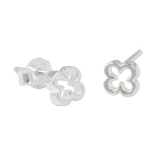 Load image into Gallery viewer, Thai Fair Trade Sterling Stud Earrings - Four-Leaf Clover | NOVICA
