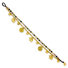 Load image into Gallery viewer, Colorful Thai Agate Bell Anklet with Brass Beads and Charms - Elephant Bells | NOVICA

