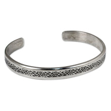 Load image into Gallery viewer, Thailand Sterling Silver Free Trade Cuff Bracelet - Forest Footpaths | NOVICA
