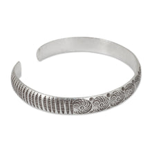Load image into Gallery viewer, Hand Stamped Karen Hill Tribe Artisan Silver Cuff Bracelet - Karen Whirlwind | NOVICA
