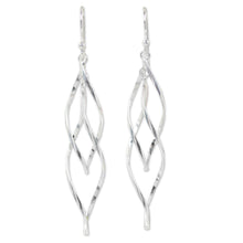 Load image into Gallery viewer, Contemporary Design Dangle Earrings in Sterling Silver - Ribbon Helix | NOVICA
