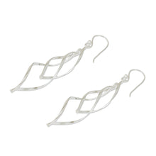 Load image into Gallery viewer, Contemporary Design Dangle Earrings in Sterling Silver - Ribbon Helix | NOVICA
