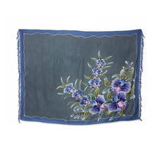 Load image into Gallery viewer, 100% Silk Sarong with Hand-printed Batik Thai Blue Orchids - Twilight Cattleya | NOVICA
