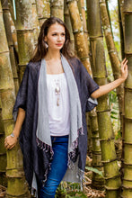 Load image into Gallery viewer, Artisan Crafted 100% Cotton Black and Grey Jacket and Scarf - Monochromatic | NOVICA
