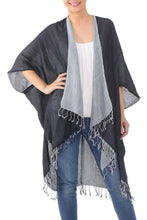 Load image into Gallery viewer, Artisan Crafted 100% Cotton Black and Grey Jacket and Scarf - Monochromatic | NOVICA
