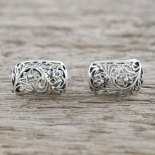 Load image into Gallery viewer, Sterling Silver Floral Drop Earrings from Thailand - Floral World | NOVICA
