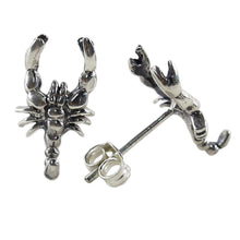Load image into Gallery viewer, Sterling Silver Button Earrings Scorpion Shape from Thailand - Little Scorpions | NOVICA

