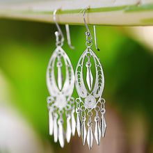 Load image into Gallery viewer, Sterling Silver Filigree Chandelier Earrings from Thailand - Shining Spears | NOVICA

