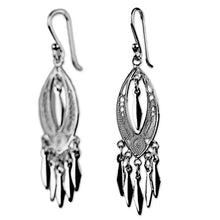 Load image into Gallery viewer, Sterling Silver Filigree Chandelier Earrings from Thailand - Shining Spears | NOVICA
