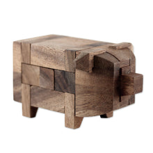 Load image into Gallery viewer, Rain Tree Wood Pig Puzzle from Thailand - Piggy Puzzle | NOVICA
