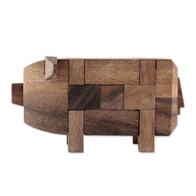 Load image into Gallery viewer, Rain Tree Wood Pig Puzzle from Thailand - Piggy Puzzle | NOVICA
