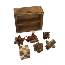 Load image into Gallery viewer, Handmade Set of Six Mini Wooden Puzzles from Thailand - Mini Puzzles | NOVICA
